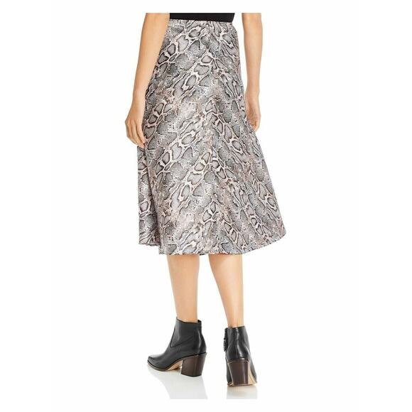 French Connection Women's Snake Print Satin Midi Skirt Grey/Taupe Medium $118 - Picture 2 of 5